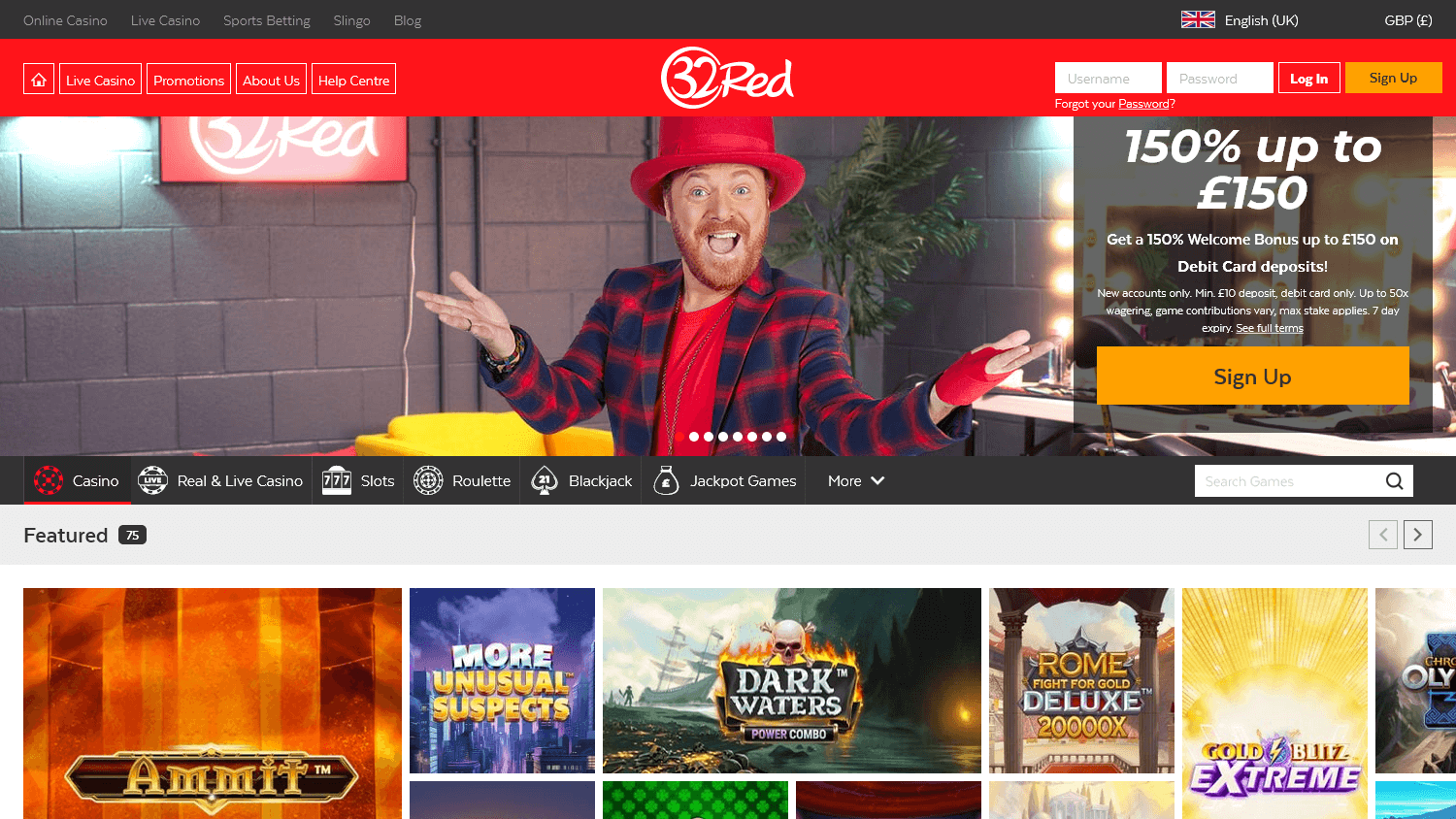 32Red Casino Desktop screenshot